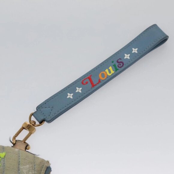 LOUIS VUITTON Monogram Denim New Wave Pochette Zip Bag Blue M67538 Auth 110431 - Picture 9 of 16